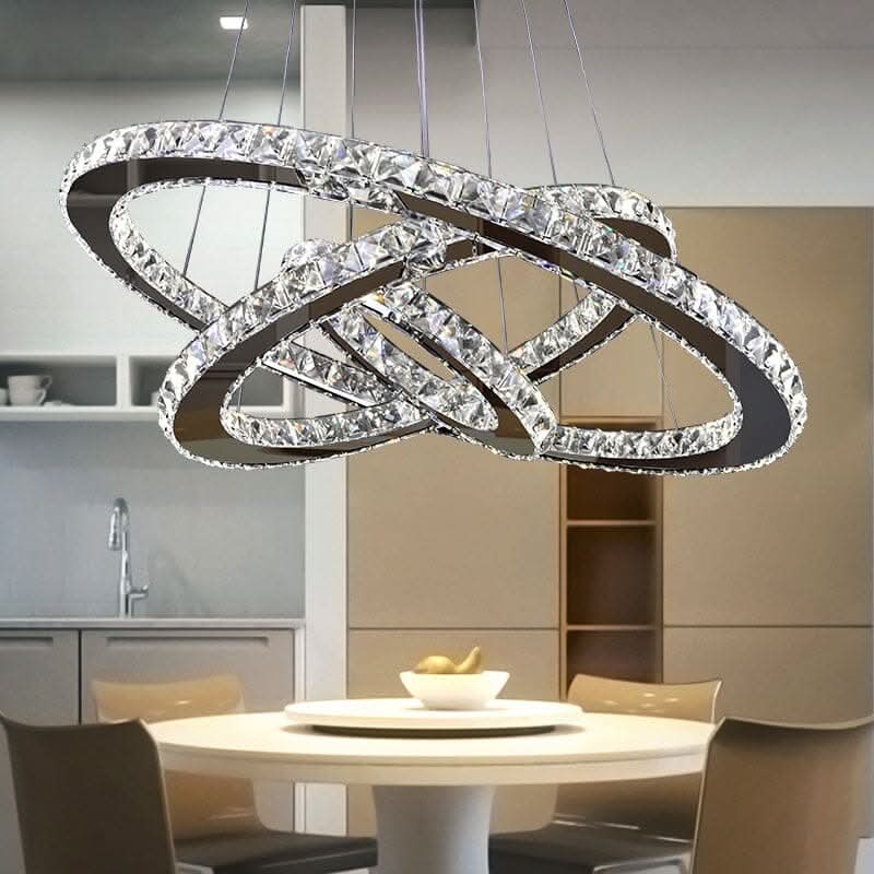 3 Rings Ceiling Light Crystal LED Chandelier Pendant Non-Dimmable