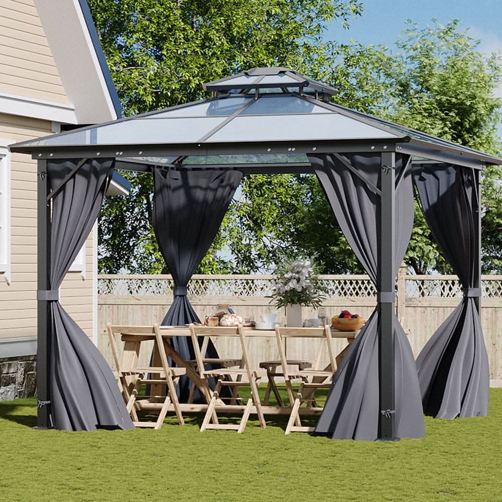 3*3*2.7m Iron and Aluminium Double-top Sun Canopy with Surround Fabric