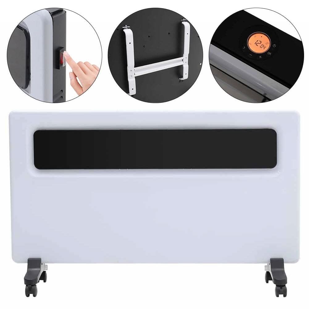 Floor-standing wall-mounted dual-use black and white heater with LED display - 1000W/1500W/2000W