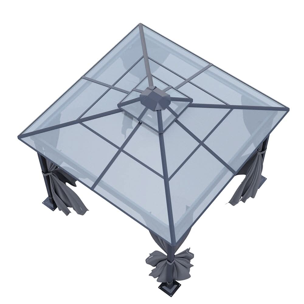 3*3*2.7m Iron and Aluminium Double-top Sun Canopy with Surround Fabric