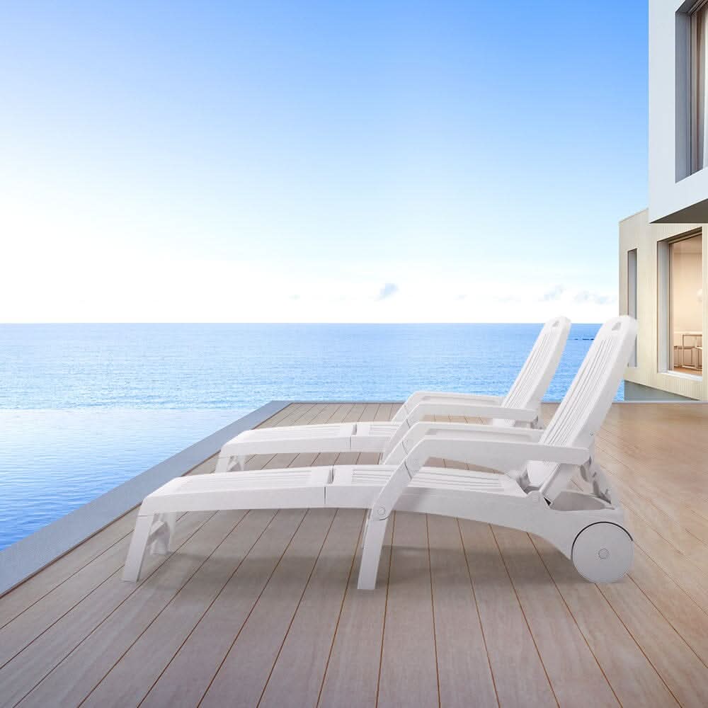 73.5cm W Outdoor Folding Lounge Chair Recliner with Wheels