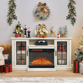 Smallbee Panoramic Glass Fireplace TV Stand with Storage Cabinets, Customizable Flames & Remote Control