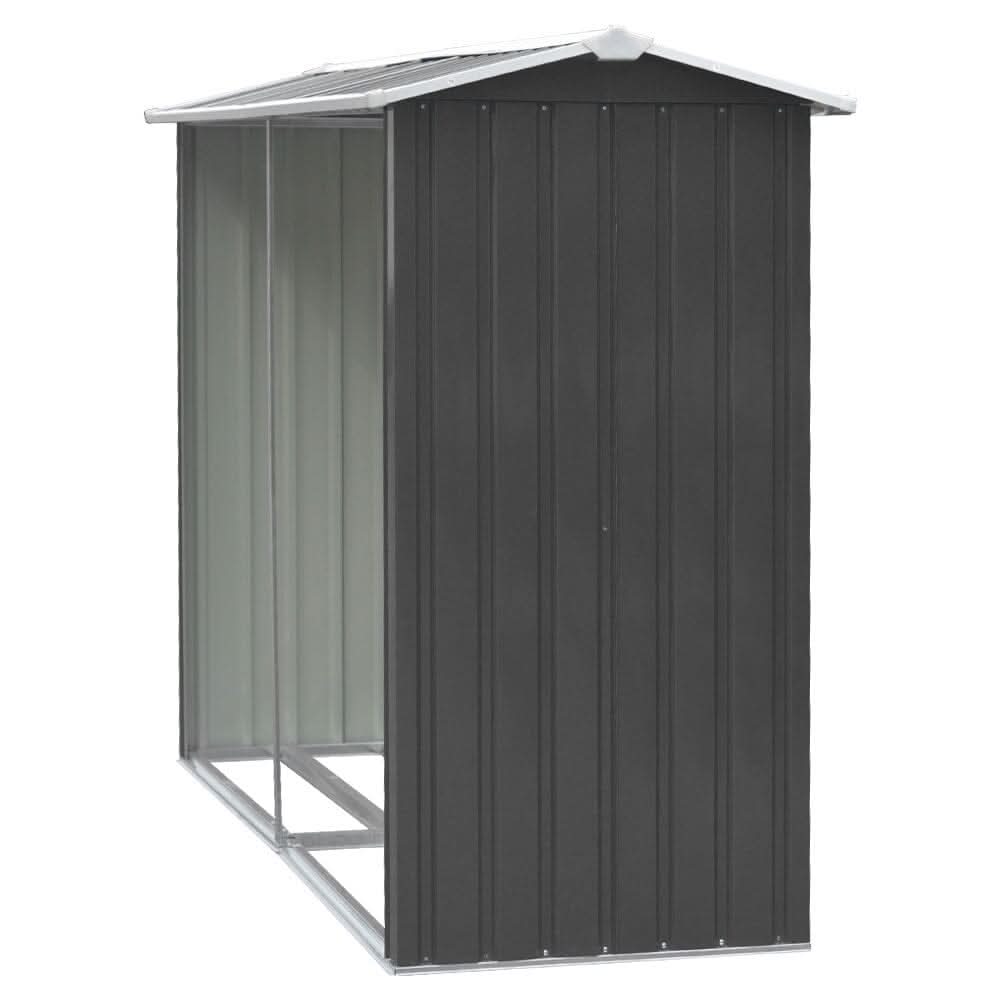 240cm W x 86cm D Outdoor Garden Log Storage Shed Steel Anthracite For Patio