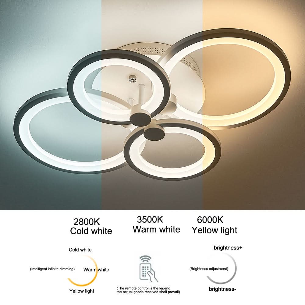 4/6/8 Rings LED Semi-Flush Ceiling Light Dimmable/Non-Dimmable