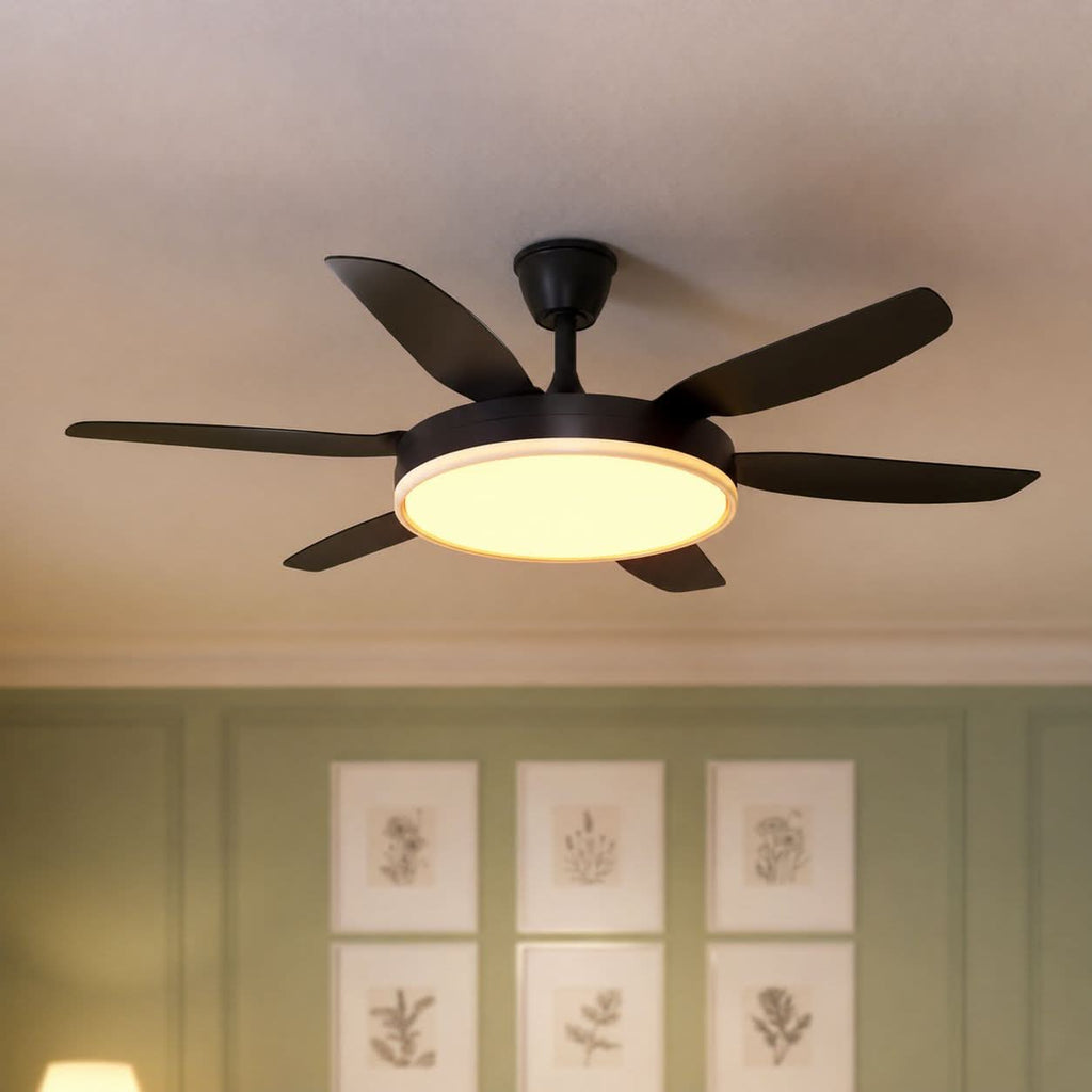 Lightsin Modern Black 57inch LED Ceiling Fan with Remote Control