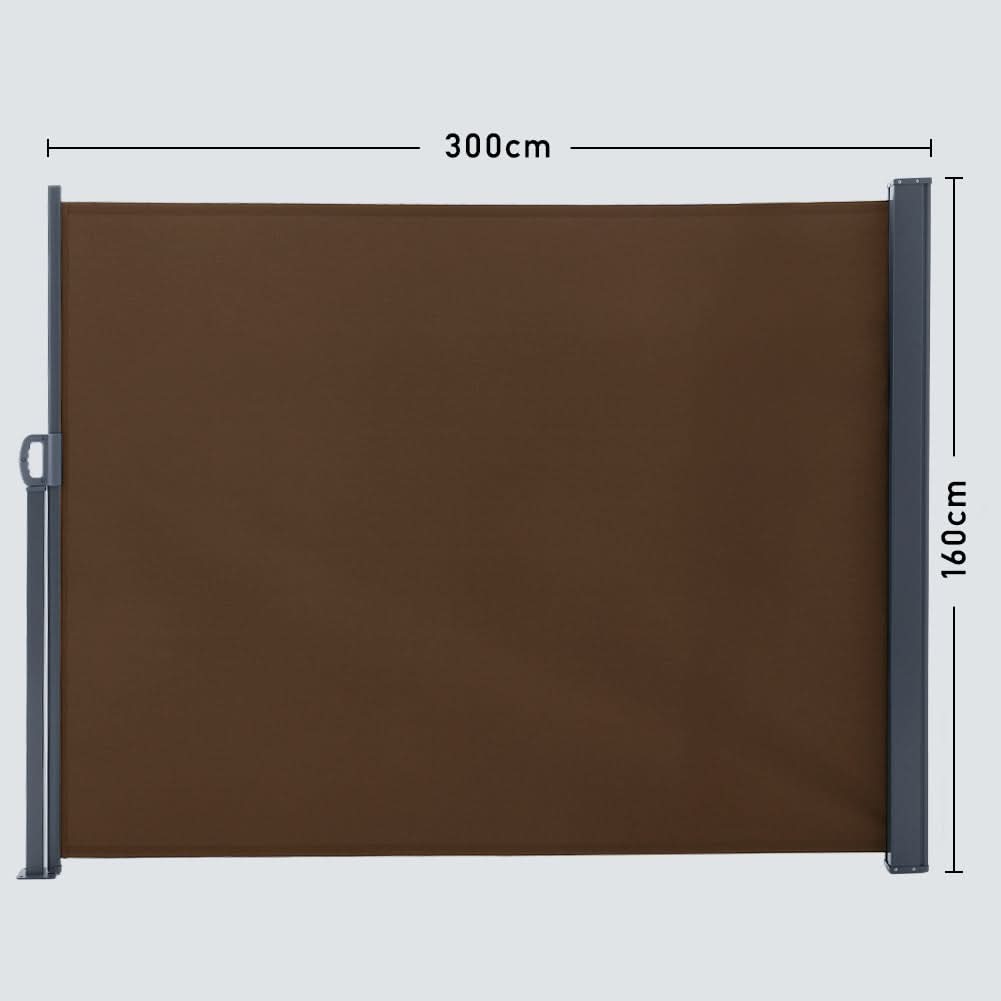 9ft Awning Outdoor Retractable Privacy Side Awning (Grey/Brown)