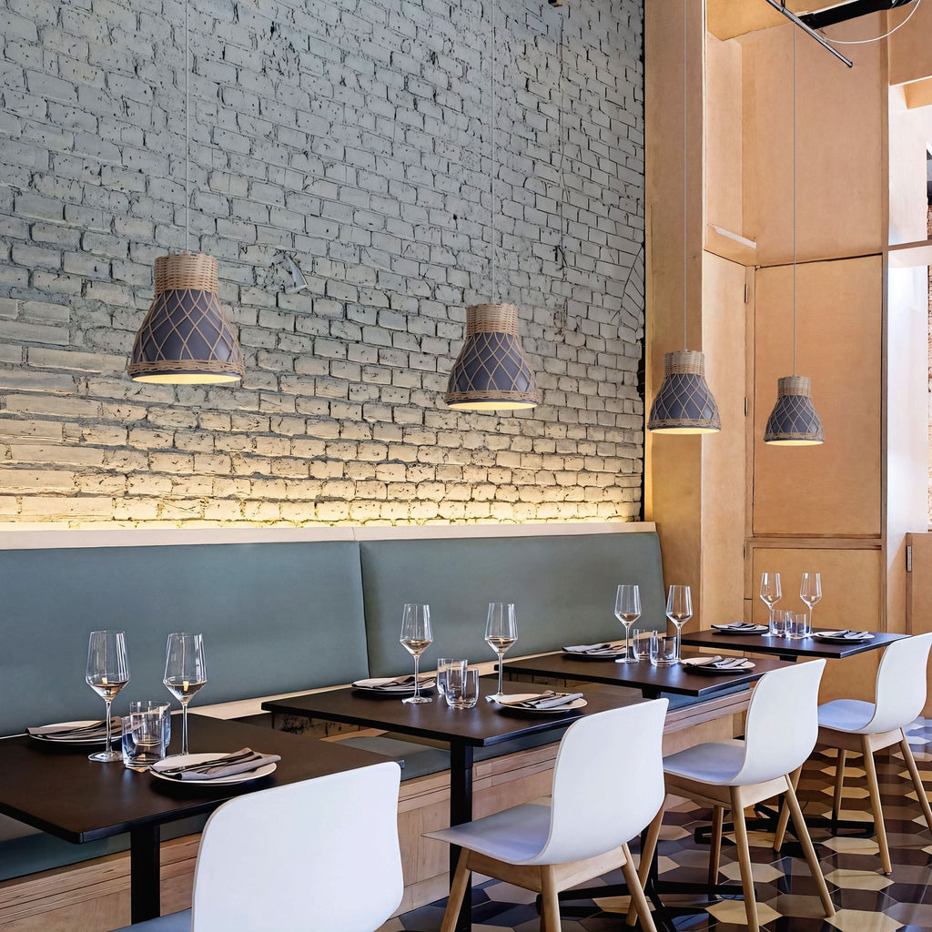 Lightsin Modern Rattan Pendant Light Available in Grey, Pink, and White