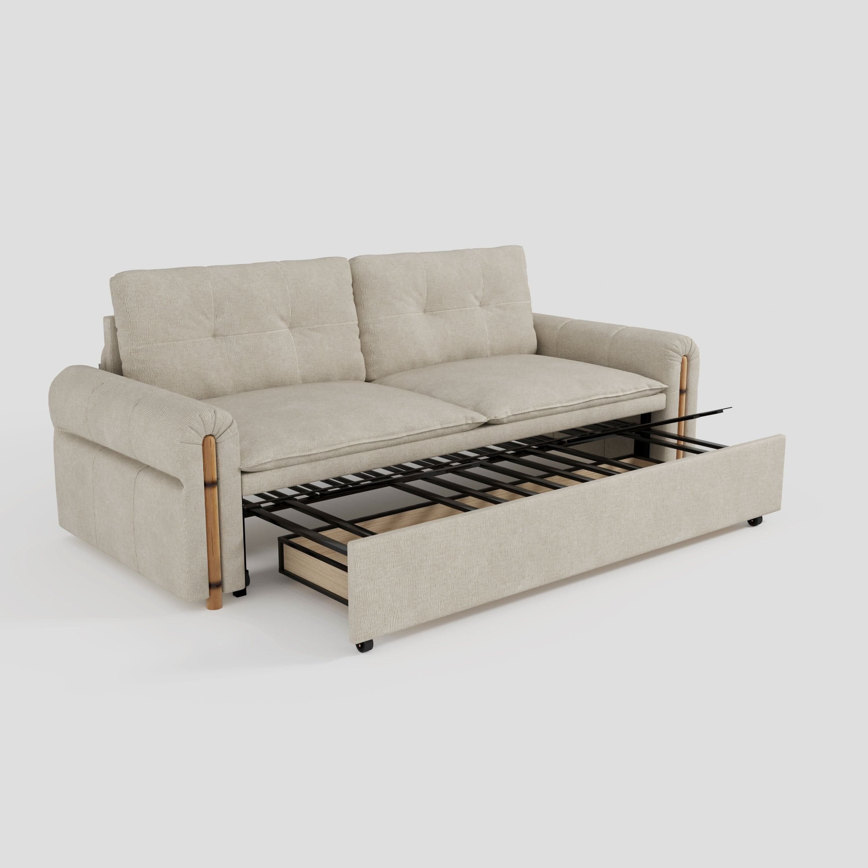 Cottonfy Vintage Pet Friendly Bamboo Design Sofa Bed with Storage