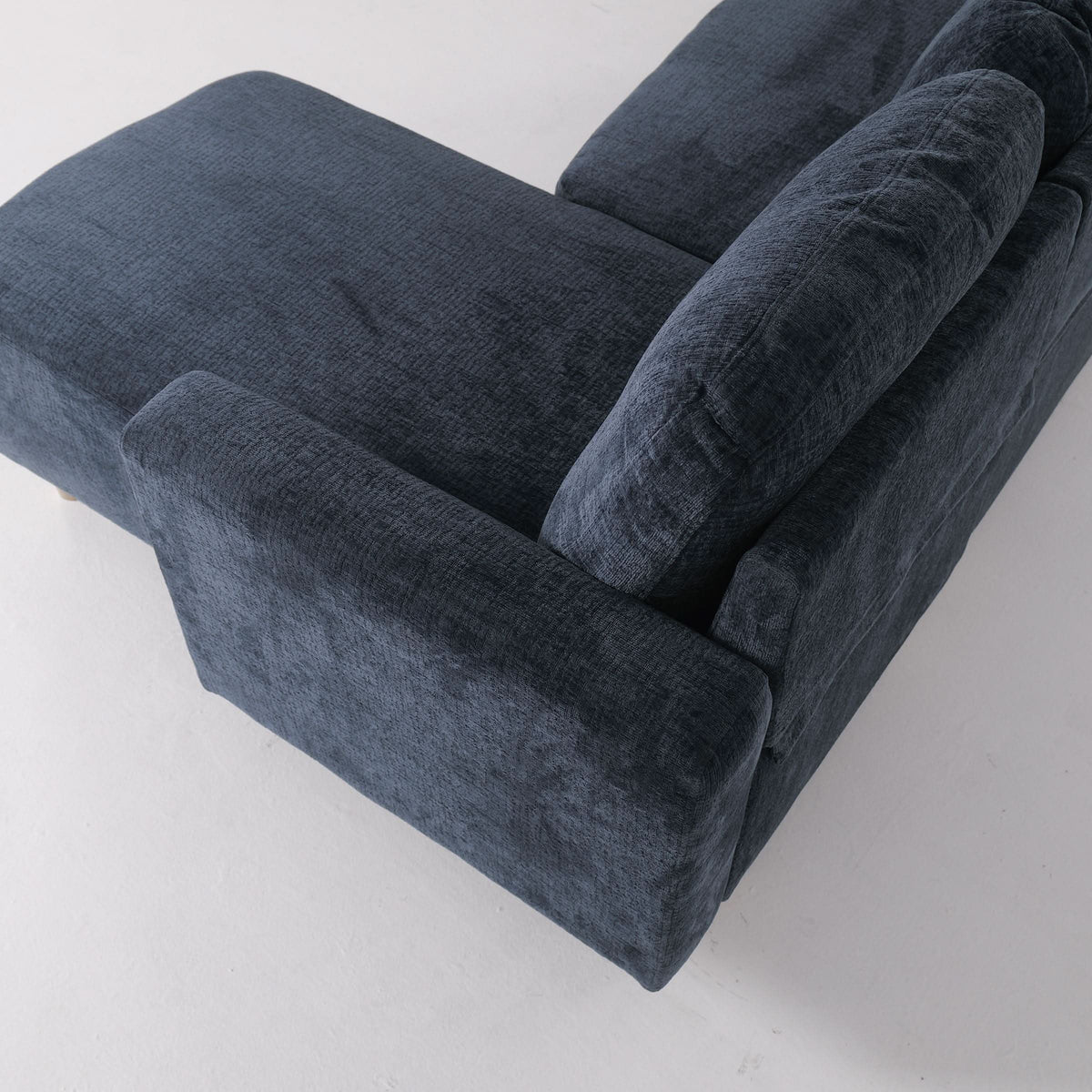 L-Shaped Sofa and Chaise Lounge Set with Wooden Legs