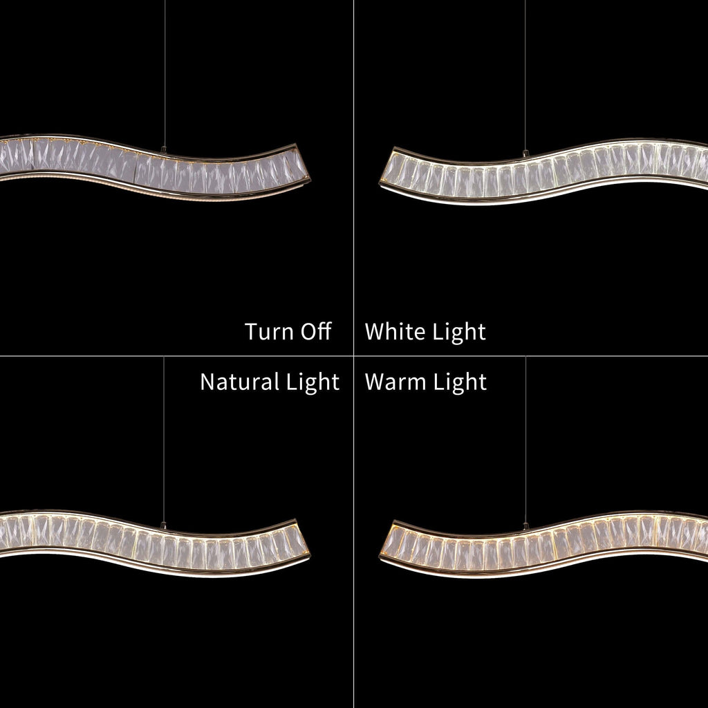 Lightsin Gold Crystal Wave LED Pendant Light Modern Chandelier for Contemporary Interiors