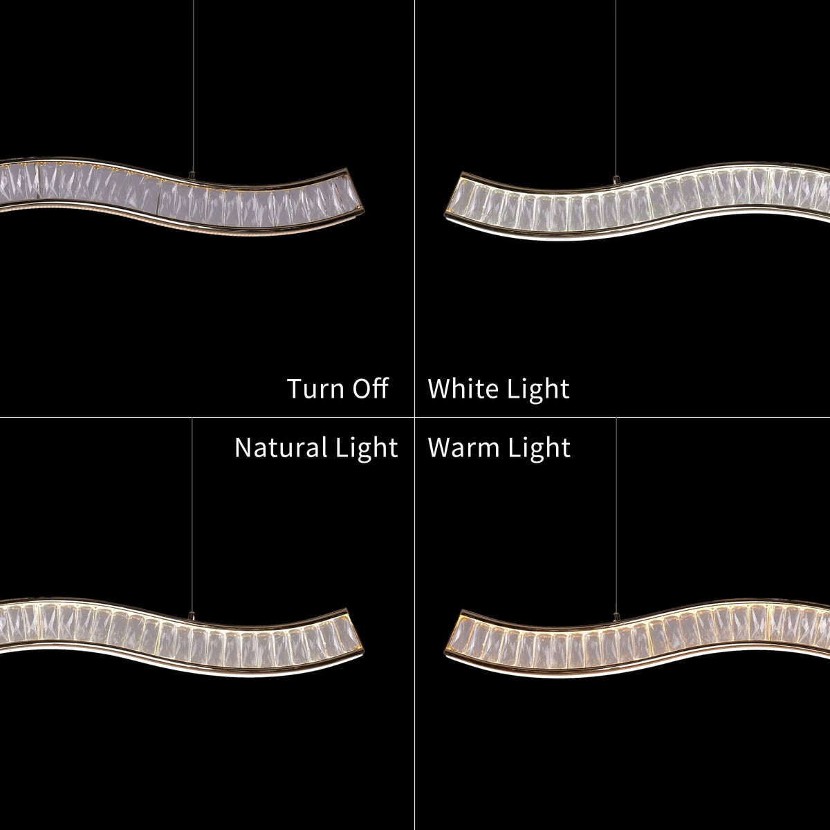 Lightsin Gold Crystal Wave LED Pendant Light Modern Chandelier for Contemporary Interiors