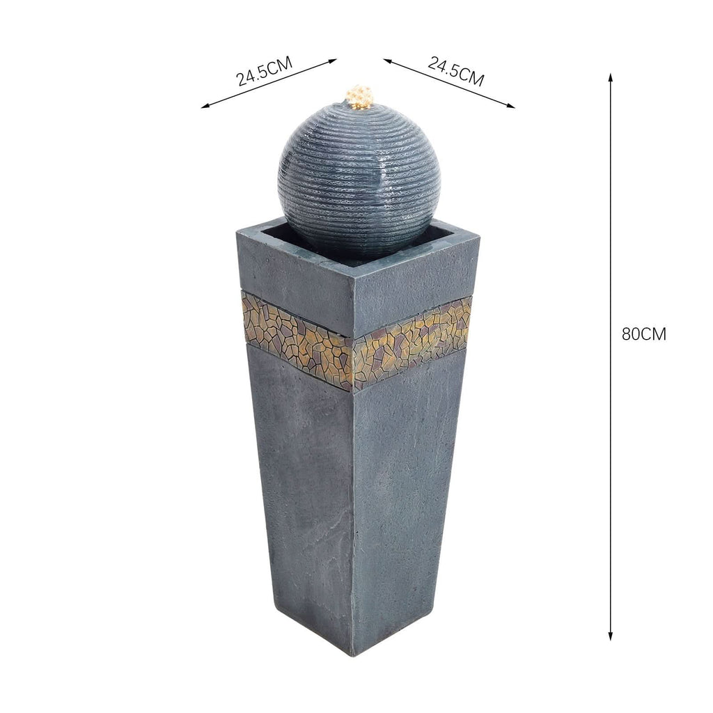 Navy Blue Electric Fountain Water Feature with LED Light