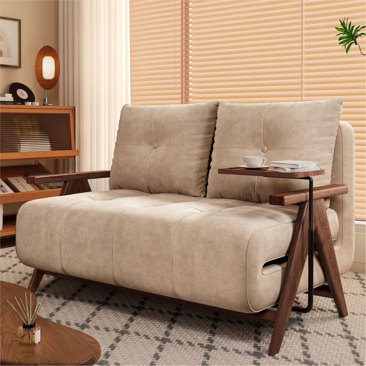 Cottonfy Foldable Matte Fabric Solid Wood 3 Mode Sofa Bed