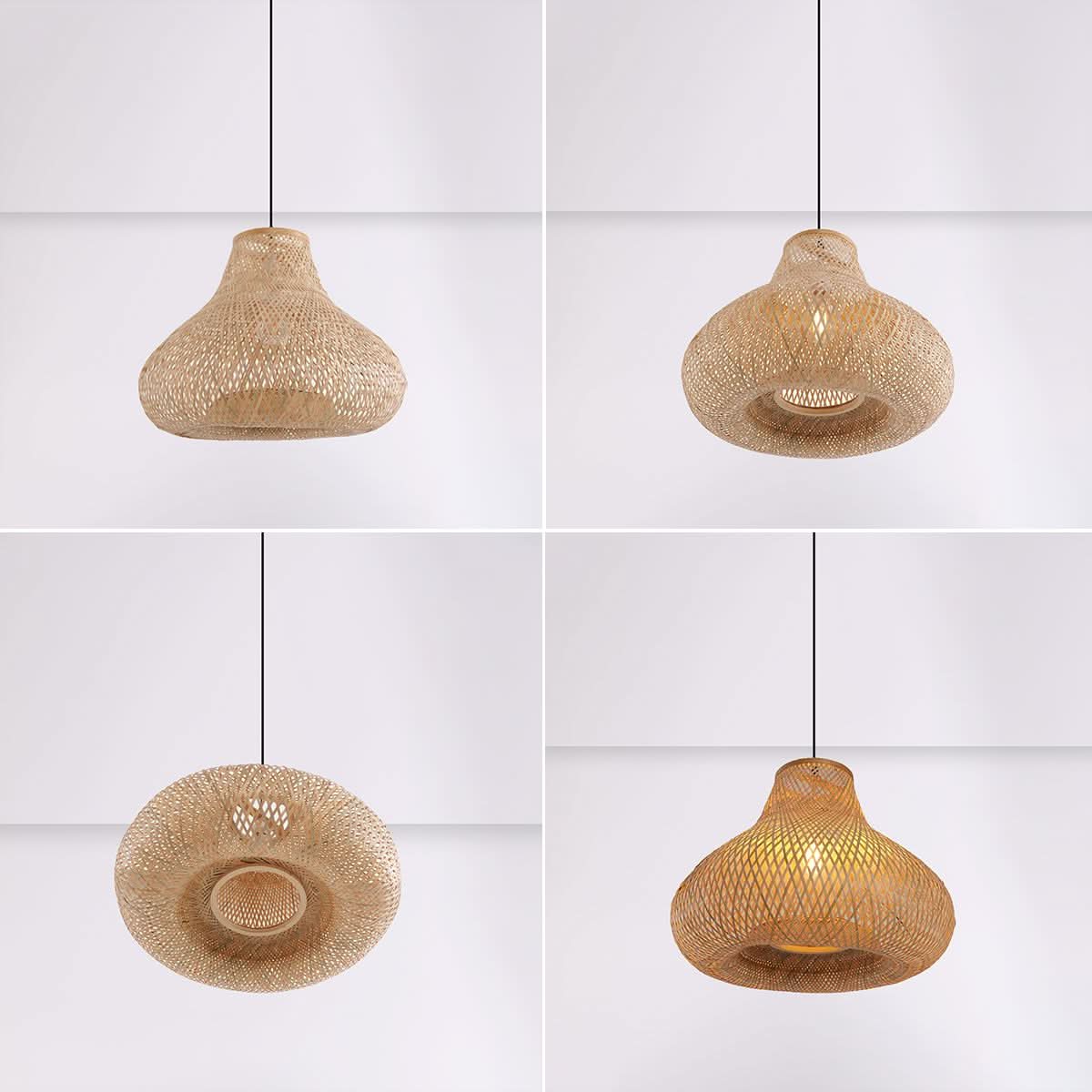 Lightsin Gourd Bamboo Pendant Light – Handwoven Eco-Friendly Ceiling Light for Living Room & Kitchen Decor