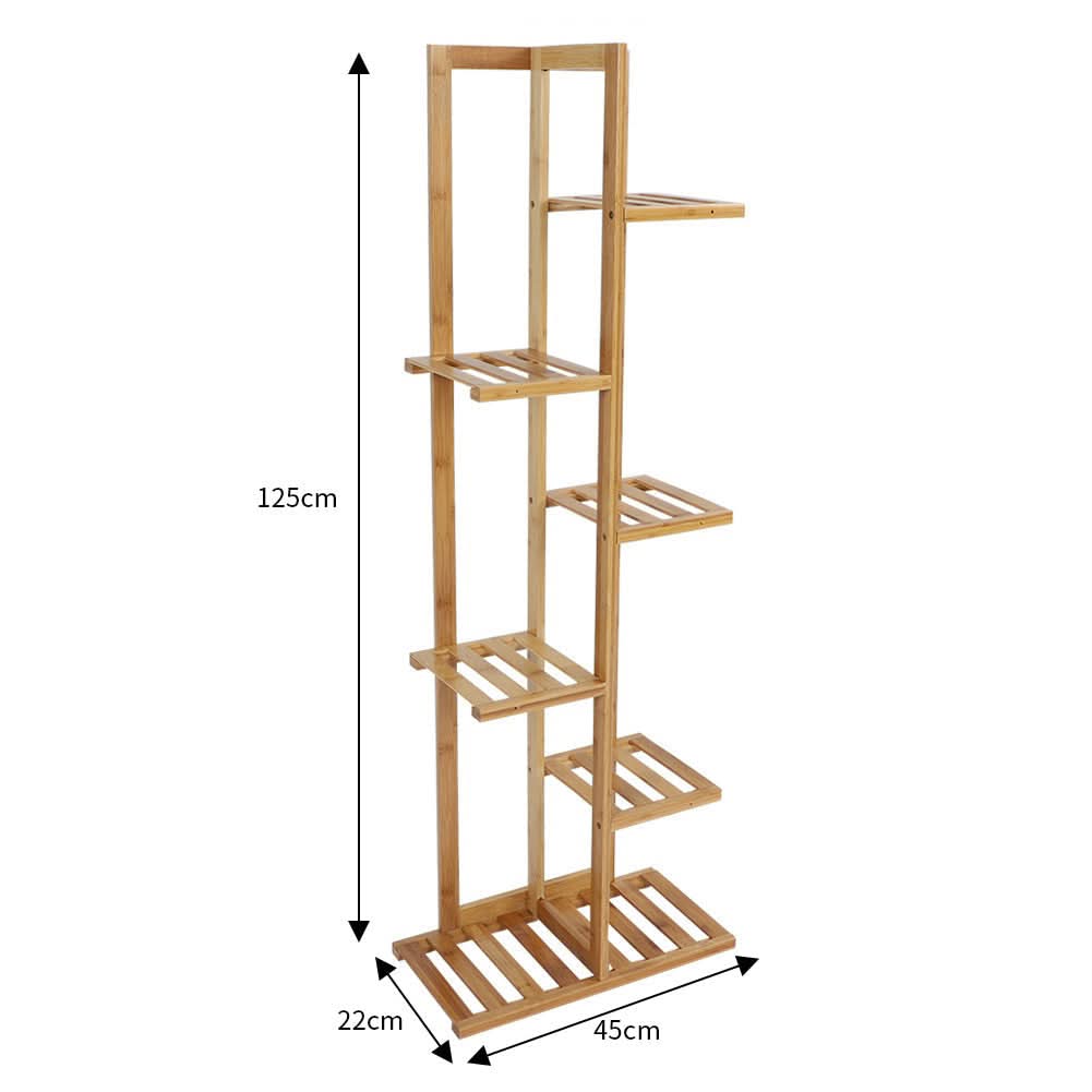 6 Tier Flower Stand Plant Pot Display Ladder Shelves Bamboo Shelf Storage Rack