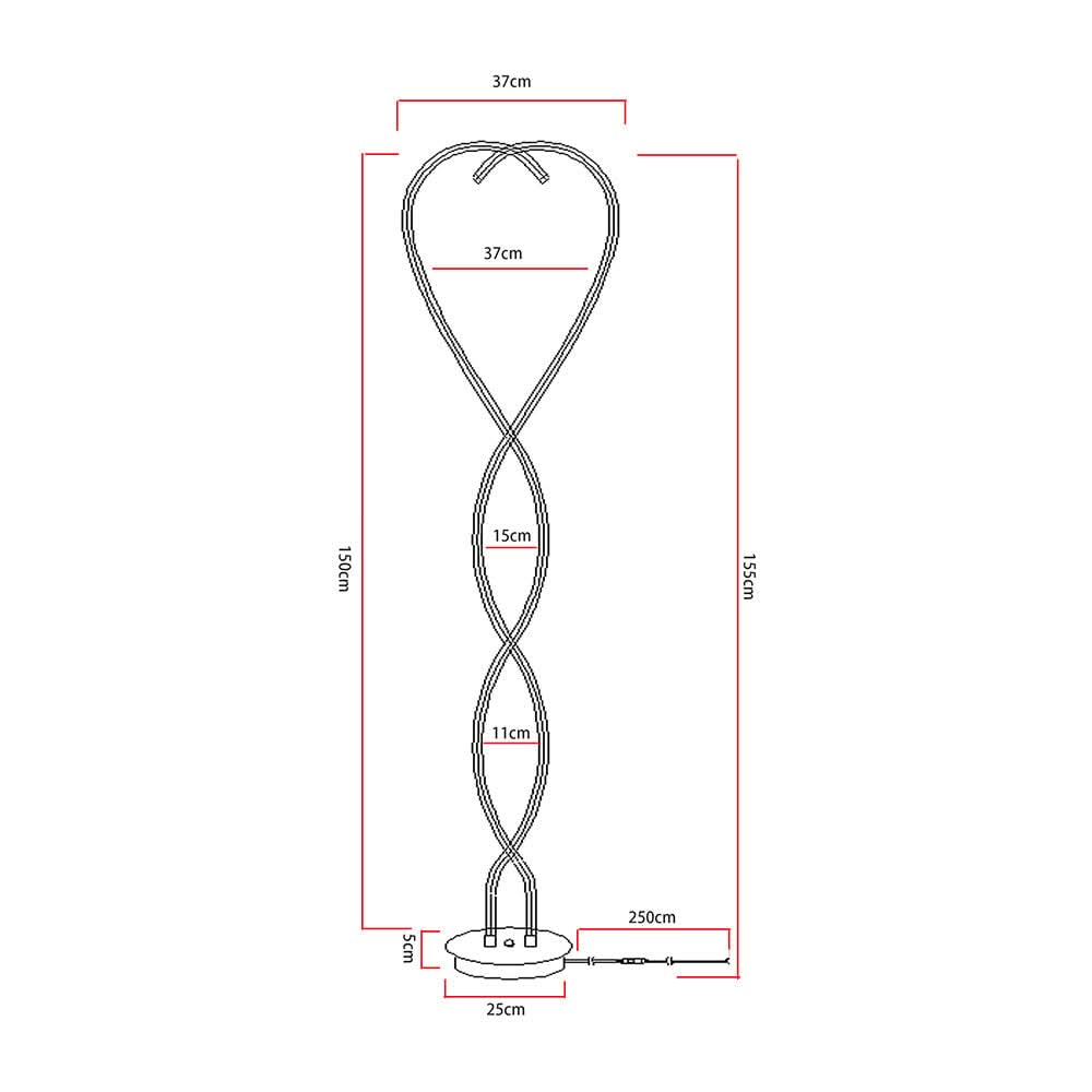 LED Floor Lamp Creative Standing Lamp with 2 Swirling Tubes