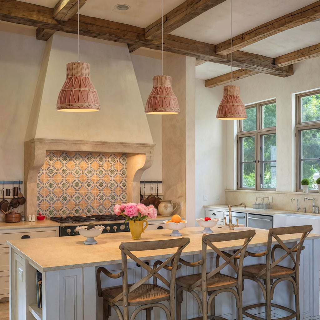 Lightsin Modern Rattan Pendant Light Available in Grey, Pink, and White