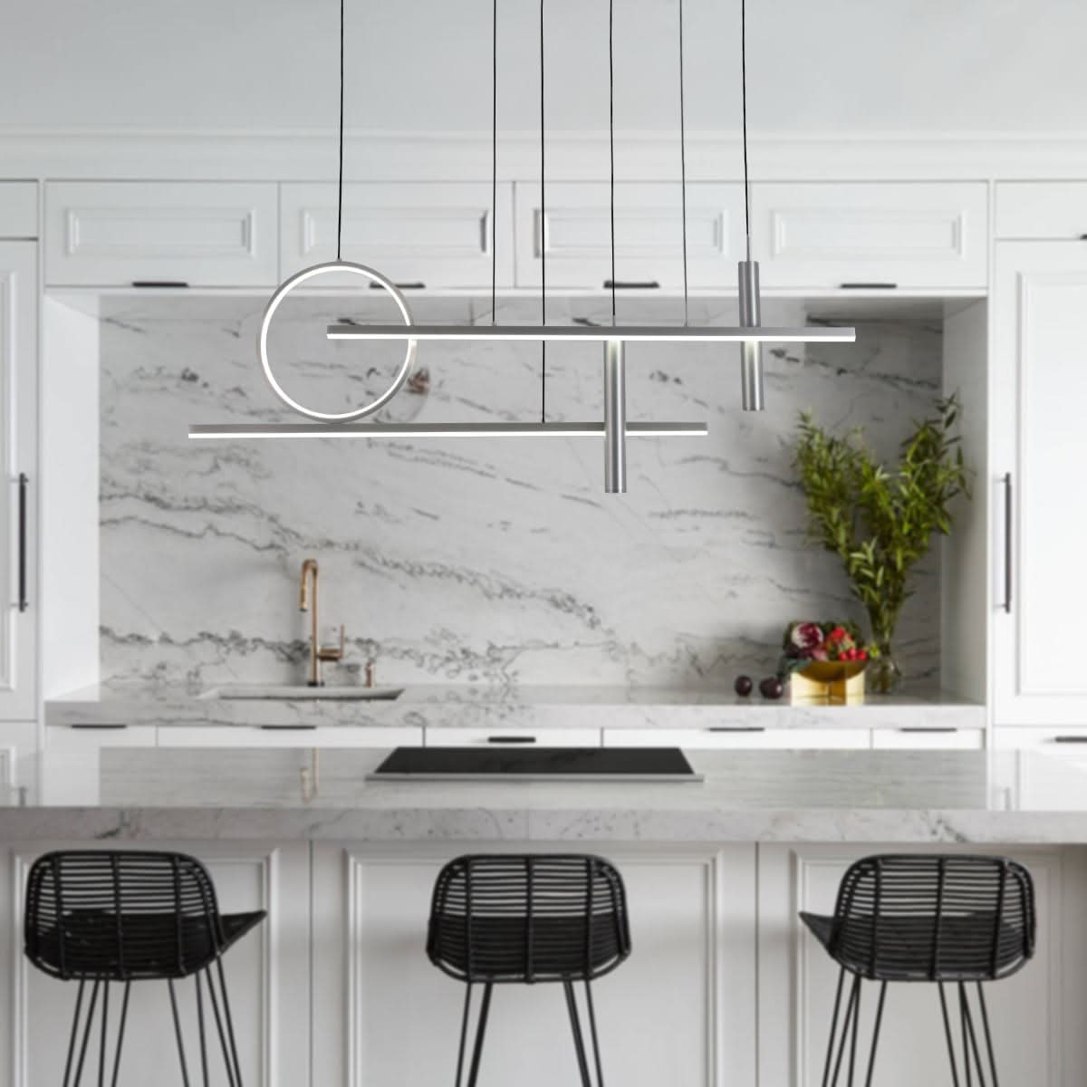 Lightsin LED Modern Linear Geometric Metal Pendant Light