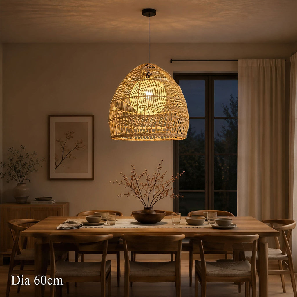 Cella-Lightsin Natural Rattan Pendant Light with Optional Woven Inner Sphere