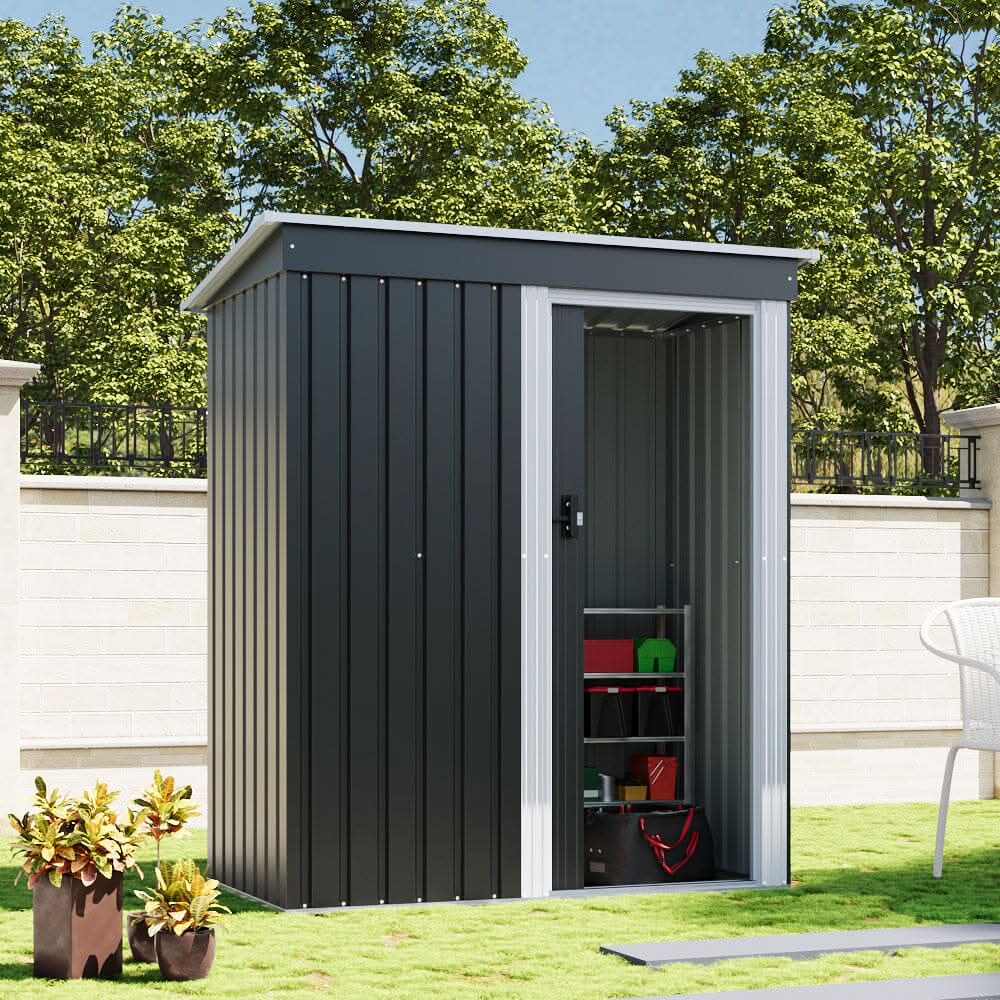 5 x 3 ft Metal Outdoor Storage Shed with Lockable Door for Garden (Ver. 2)