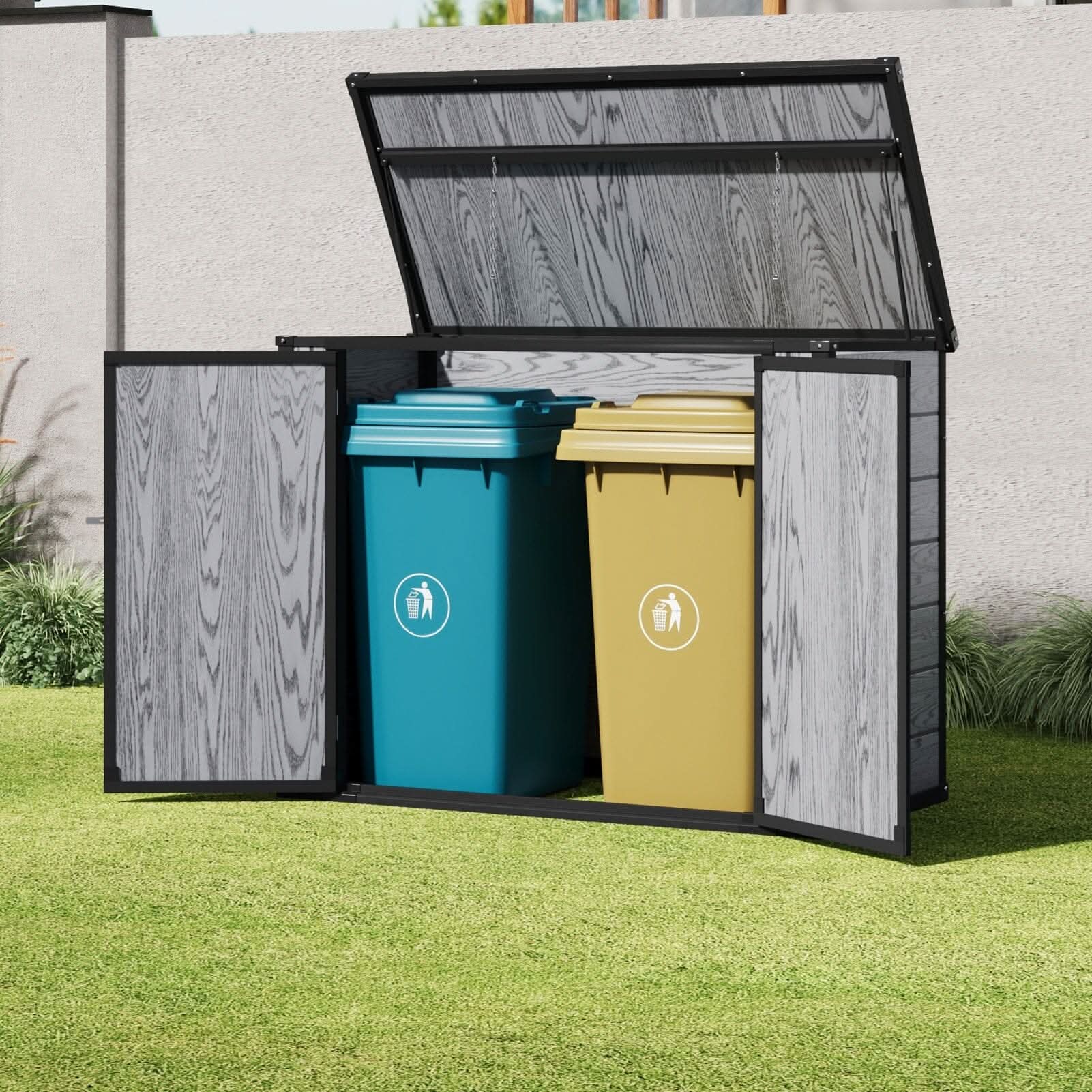 4x2ft Plastic Waterproof Grey Garden Tool Bicycle Storage Shed