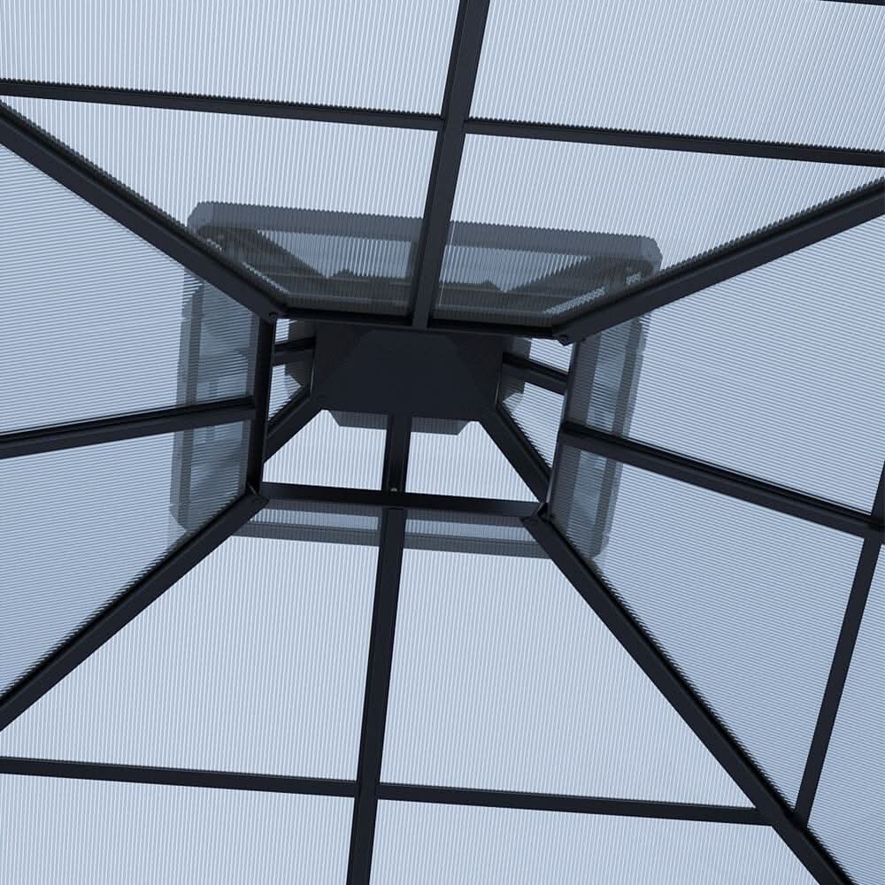 3*3*2.7m Iron and Aluminium Double-top Sun Canopy with Surround Fabric