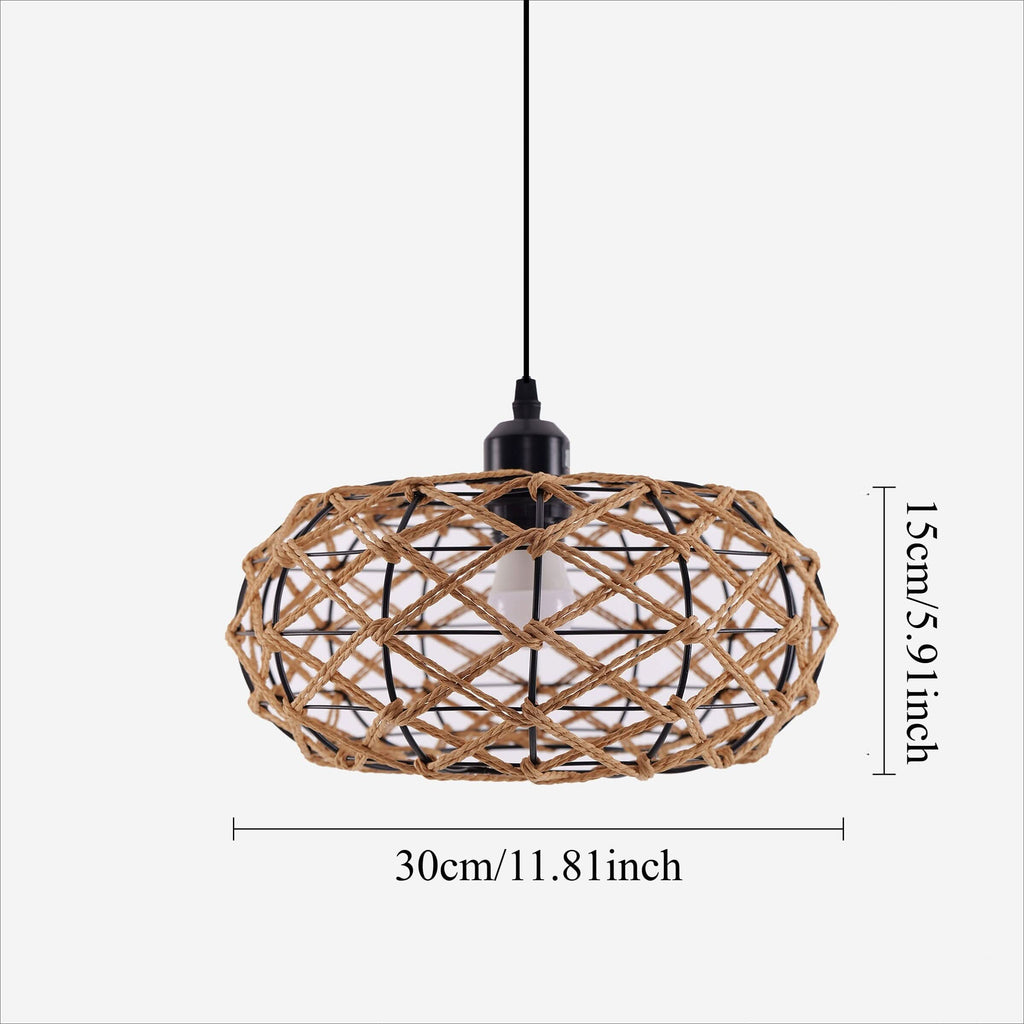 Glyph-Lightsin Handwoven Paper Rope Pendant Light – Rustic Natural Ceiling Fixture for Bedroom, Dining & Living Rooms