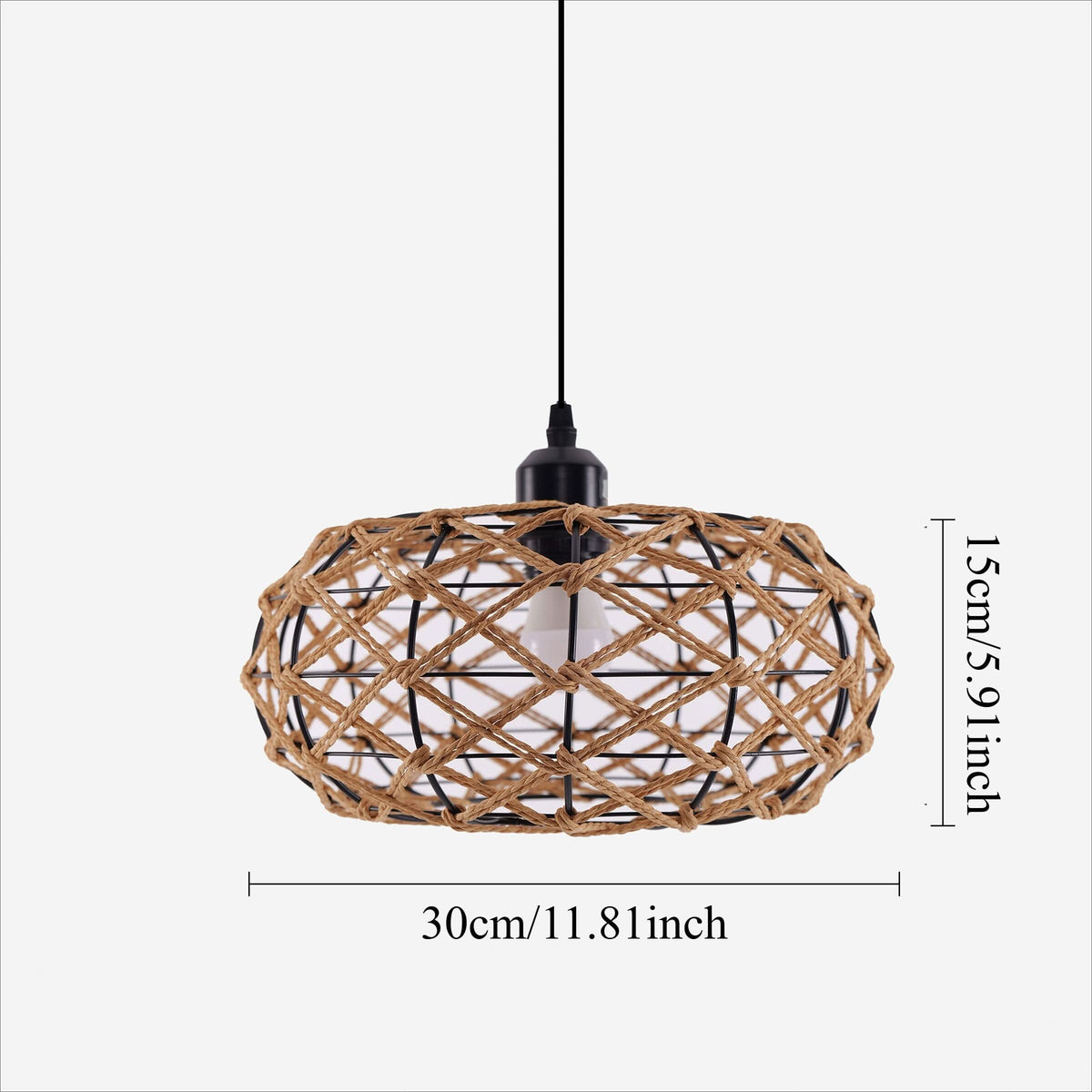 Glyph-Lightsin Handwoven Paper Rope Pendant Light – Rustic Natural Ceiling Fixture for Bedroom, Dining & Living Rooms