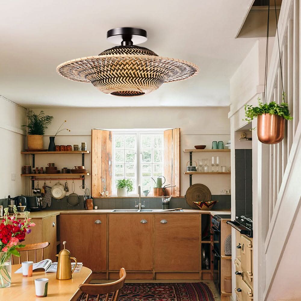 Lightsin Bamboo Radiance Handwoven LED Ceiling Light