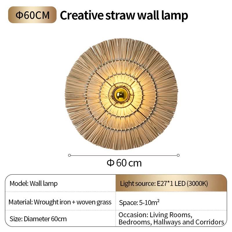 Lightsin Wabi-Sabi Vintage Woven Grass Bedside Wall Lamp