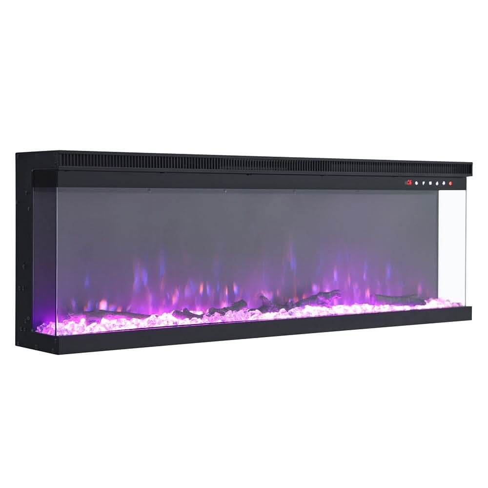 40/50/60/70/80/100-Inch 3-Sided Freestanding Electric Fireplace 12 Flame Colours and 5 Brightness Modes