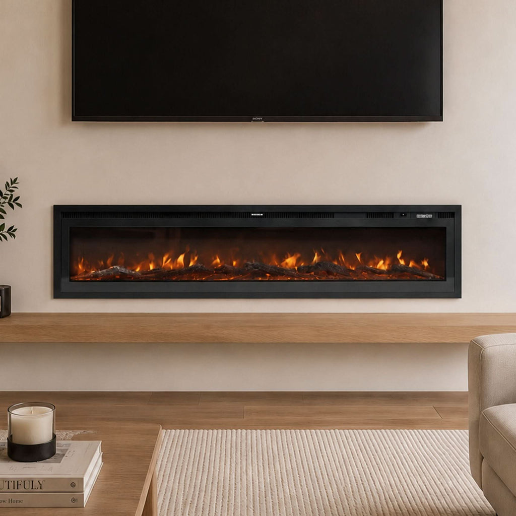 40/50/60/70/80 Inch Electric Fireplace 12 Colour LED Flame Effect Heater with Remote Control