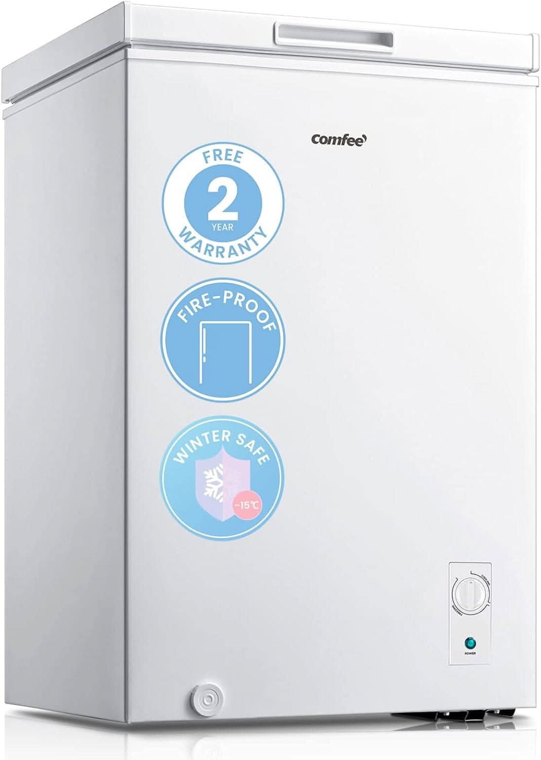 COMFEE White/Black 99L Freestanding Chest Freezer with Digital Temperature Control