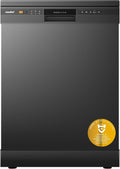 COMFEE 11L Black Freestanding Dishwasher, 60cm Full Size with 12 Place Settings and Quick Wash