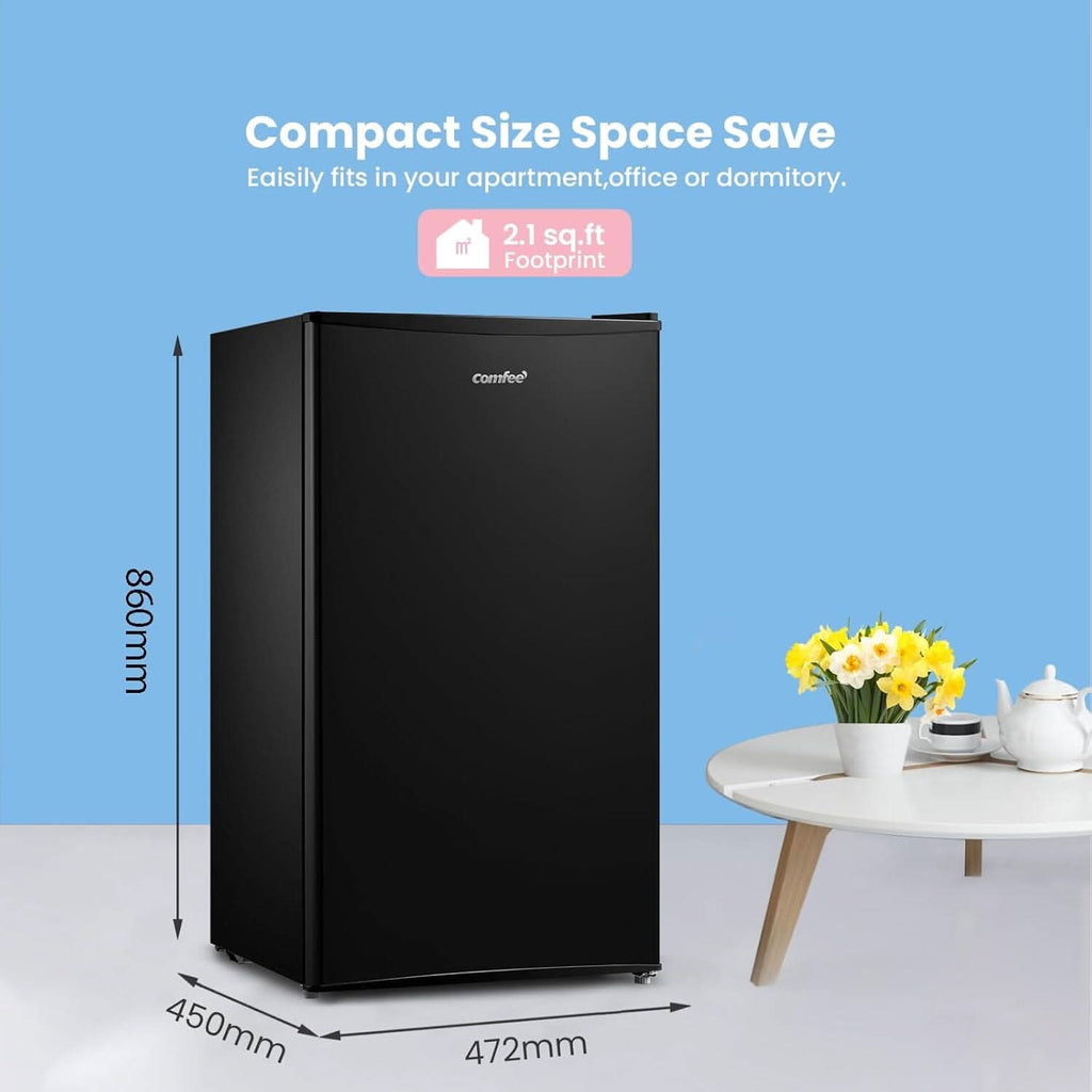 COMFEE Black/White 93L Small Fridge with Cooler Box