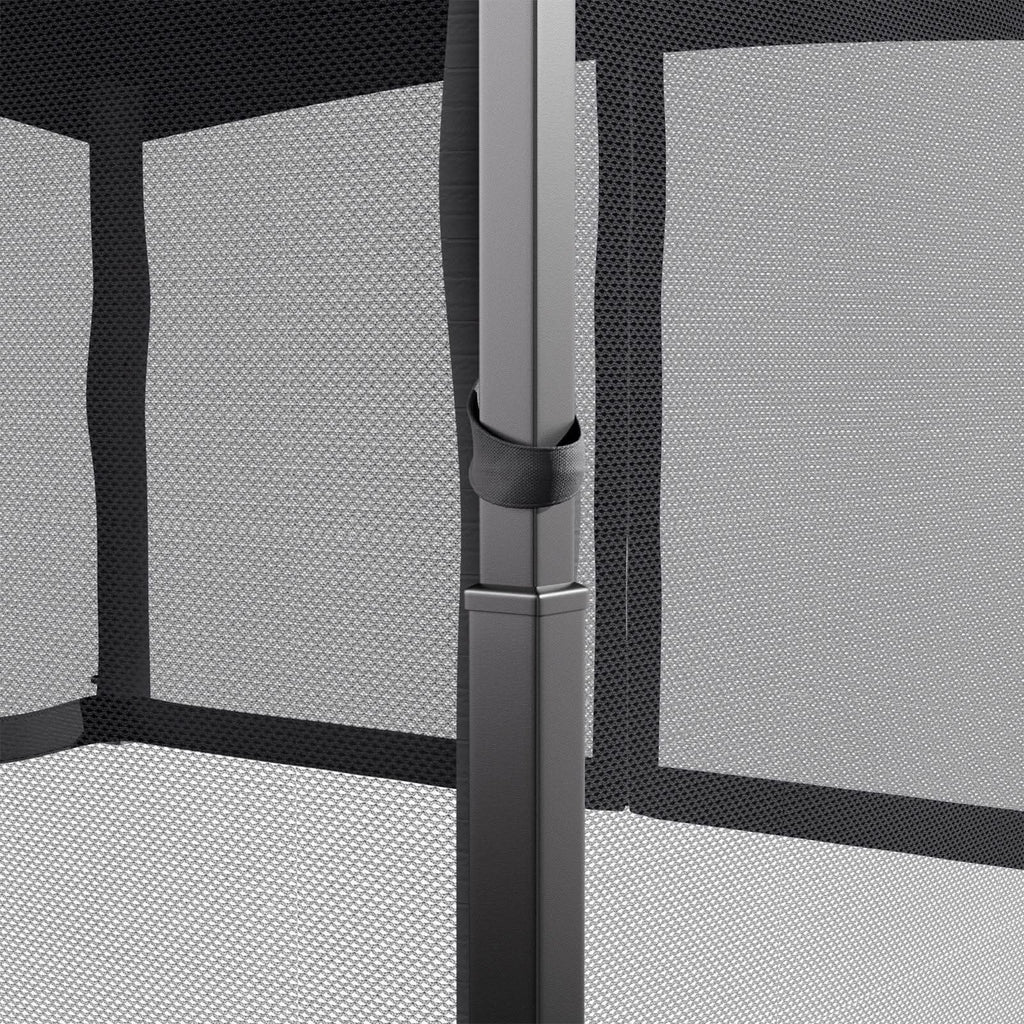 13ft Metal Pergola Refined Deep Gray with Enclosed Mesh Drapes
