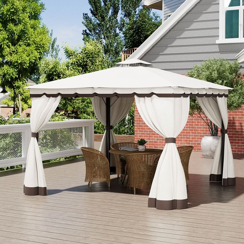 3*3m/4*4m Garden Party Beige Tent with Ground Pegs