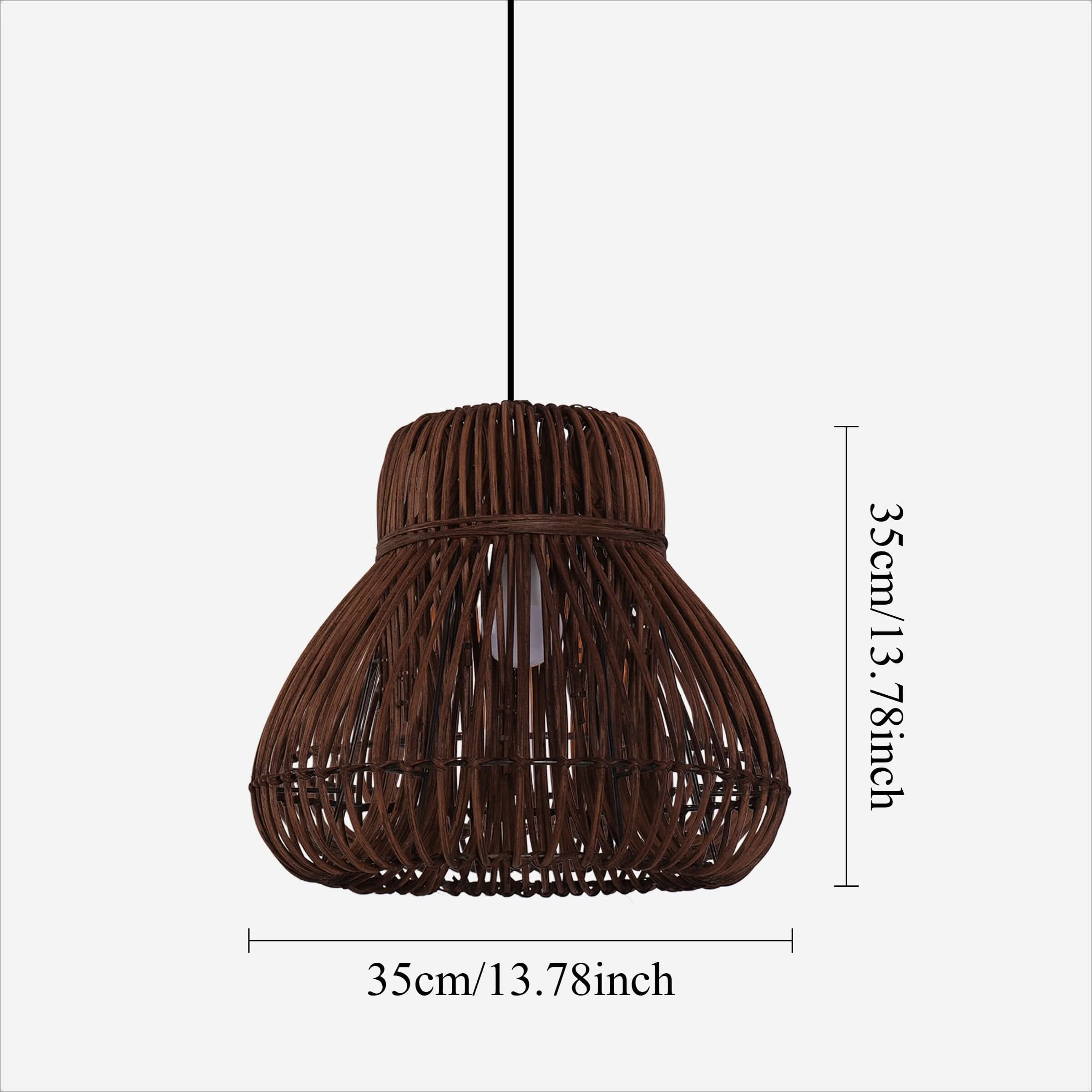 Lightsin Natural Woven Rattan Pendant Light – Handcrafted Rustic Ceiling Light for Dining Rooms, Living Spaces, and Cafés
