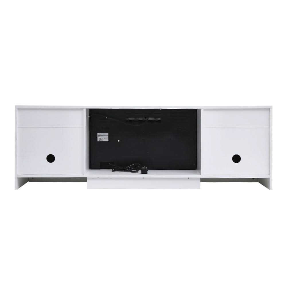 36 Inch Recessed Electric Fireplace TV Stand with Closed Storage