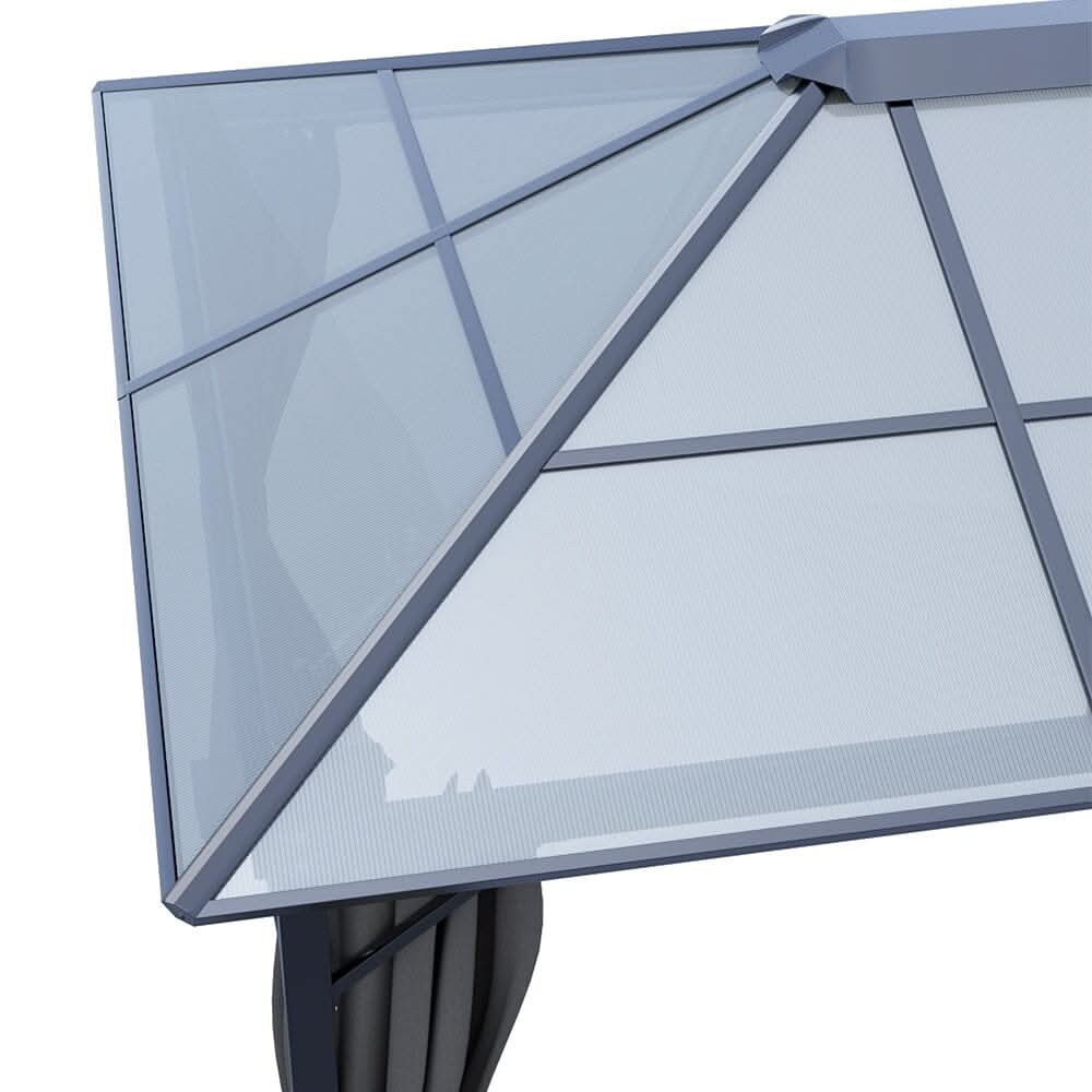 3*3.65*2.6m Dark Grey Single-roof Sunshade Canopy with Surrounding Fabric