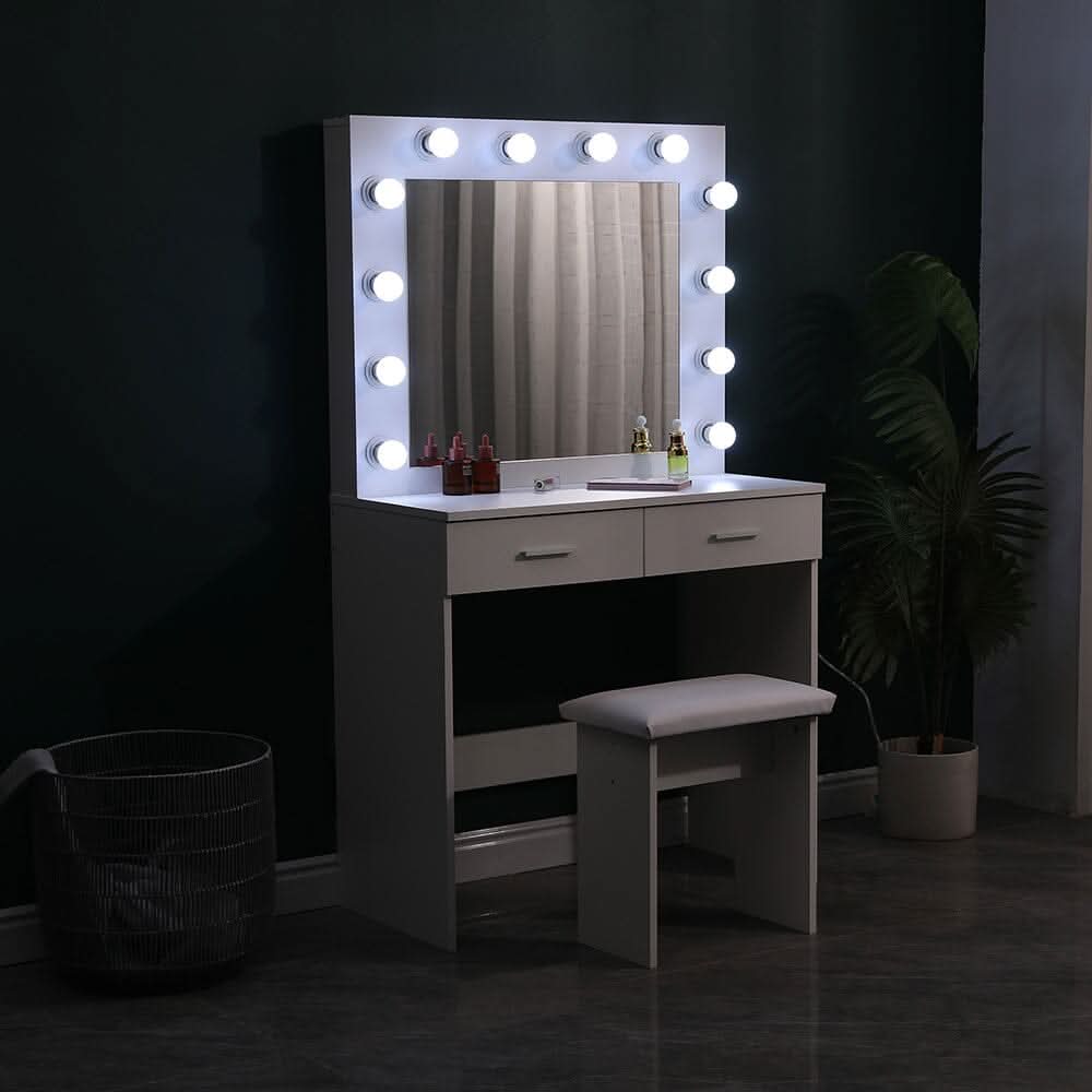 80cm W New Hollywood Dressing Table Set with Large Lighted Mirror