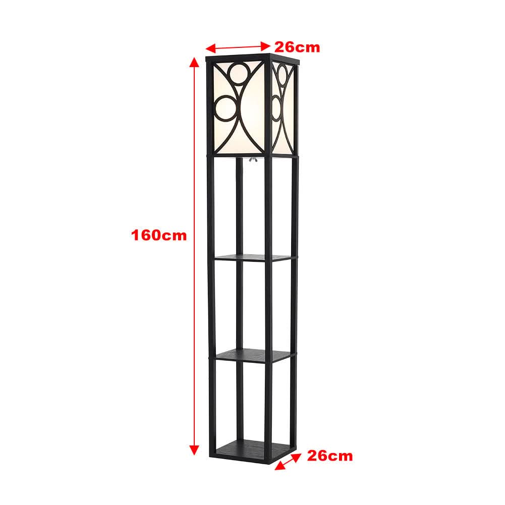 Modern Floor Lamp with 3 Wood Shelves