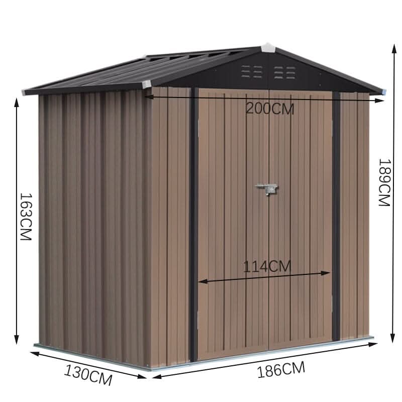 4 x6/ 5 x3 /6 x8 ft Metal Classic Lockable Tool Storage Bike Shed Brown Shed