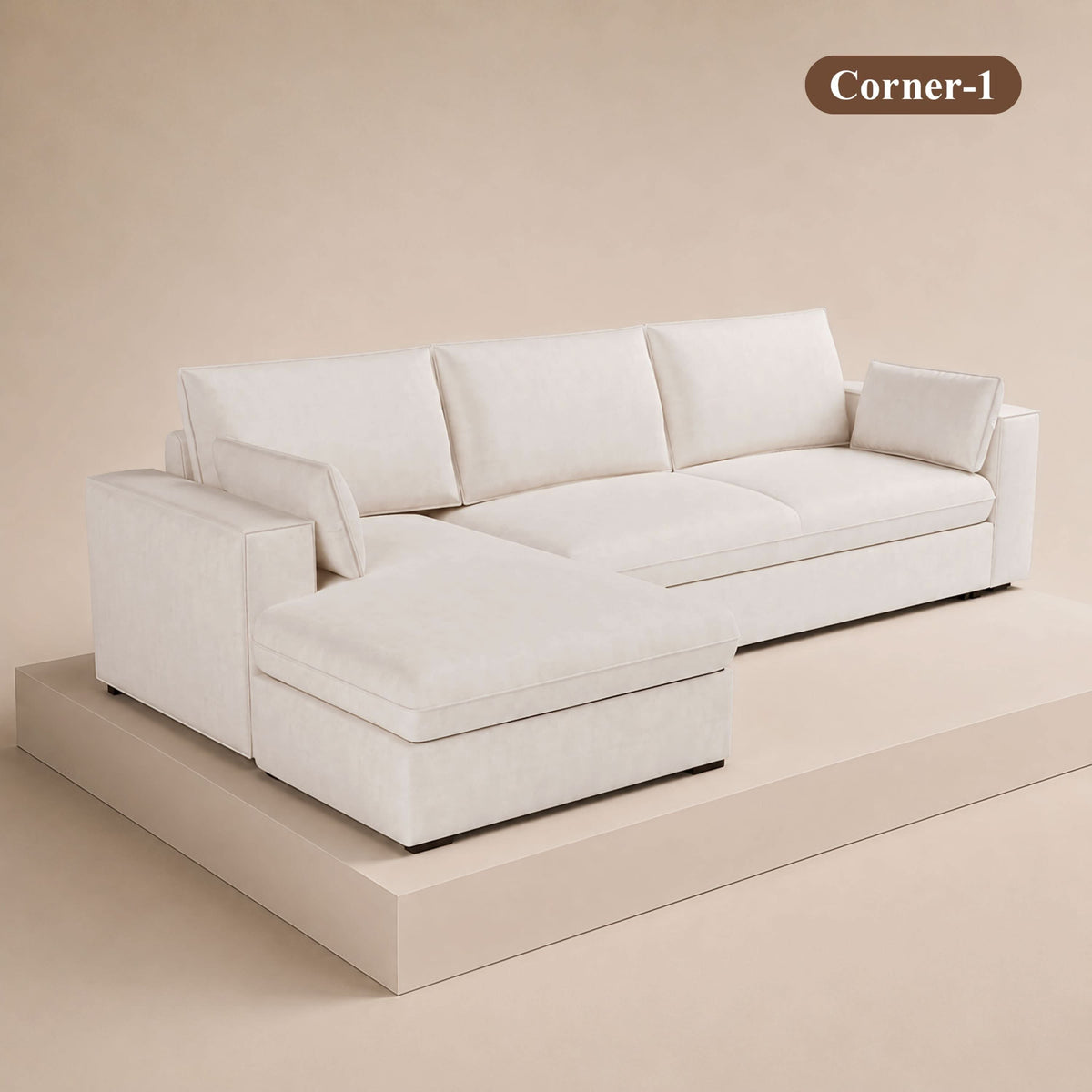Cottonfy Creamy Tofu Block Pullout Sofa Bed with Storage
