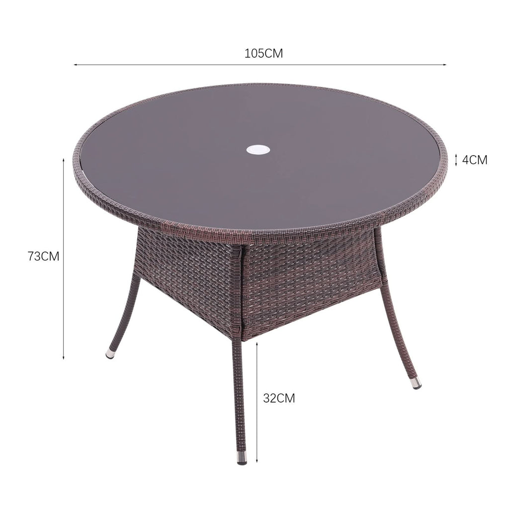 Round/Square Rattan Garden Table & Parasol Hole