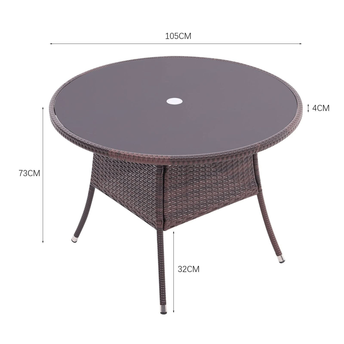 Round/Square Rattan Garden Table & Parasol Hole