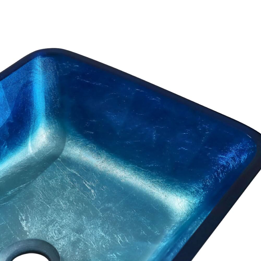 46cm W Rectangular Tempered Glass Bathroom Art Design Sink
