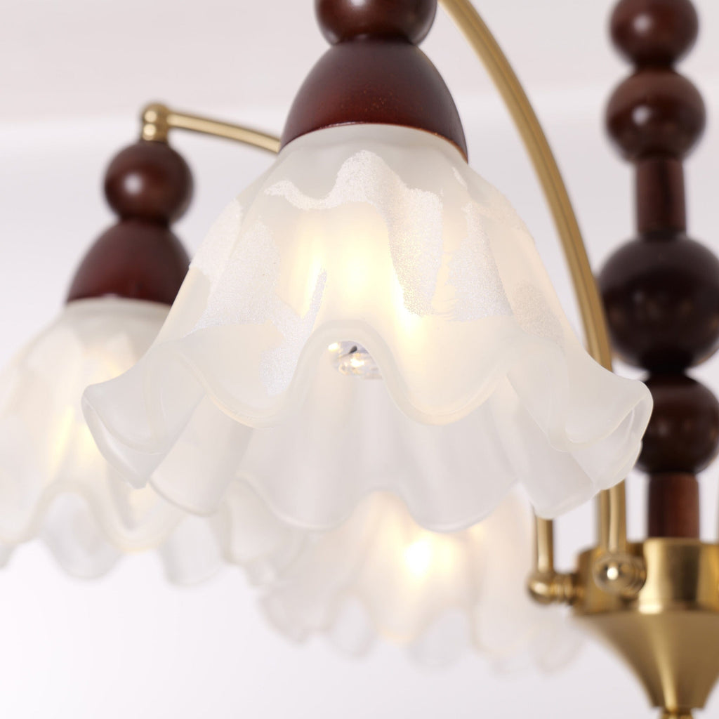 6-Light White Glass Chandelier | Adjustable E27 Ceiling Lamp