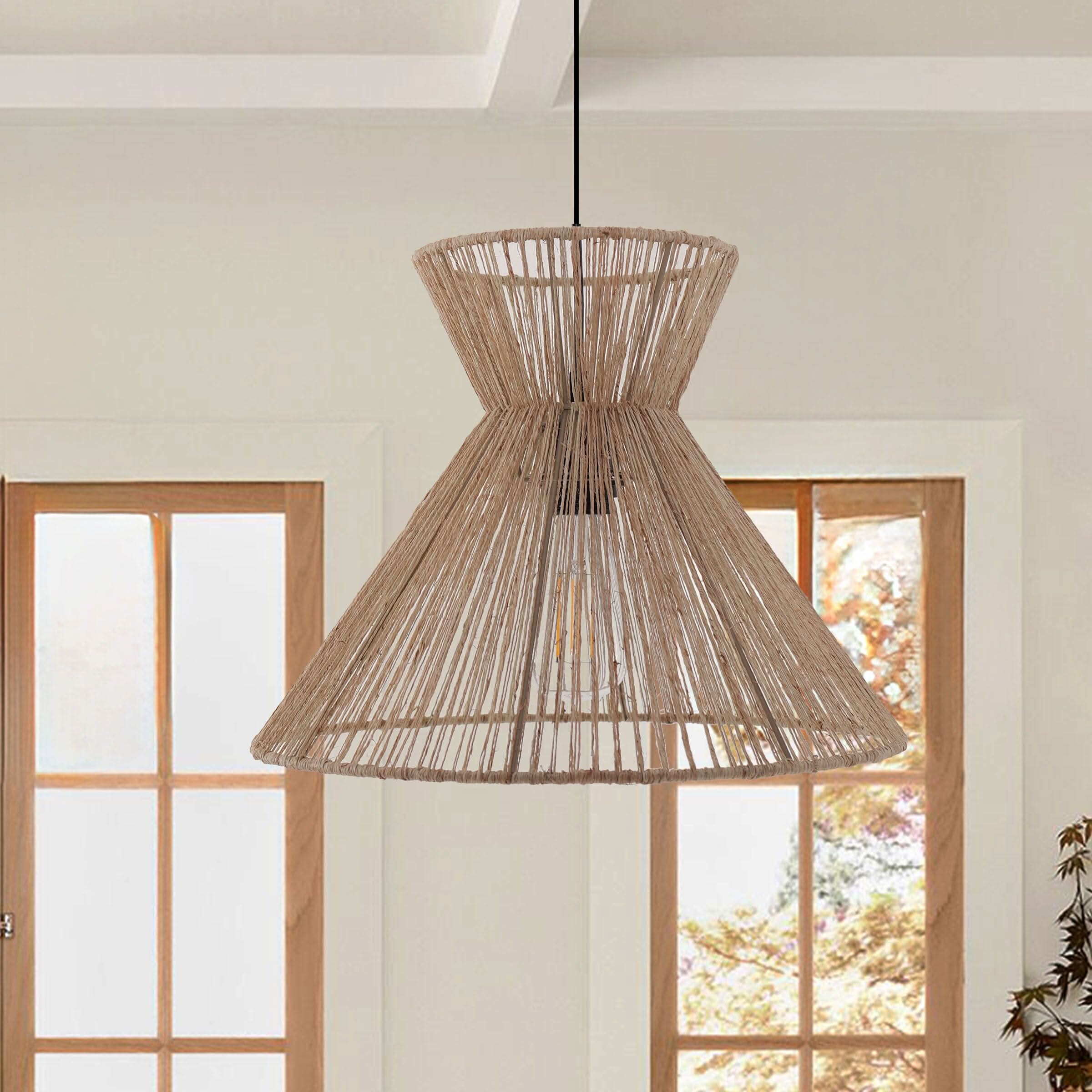 Lightsin Handwoven Paper Rope Pendant Light – Eco-Friendly Ceiling Fixture for Kitchen, Living Room & Bathroom