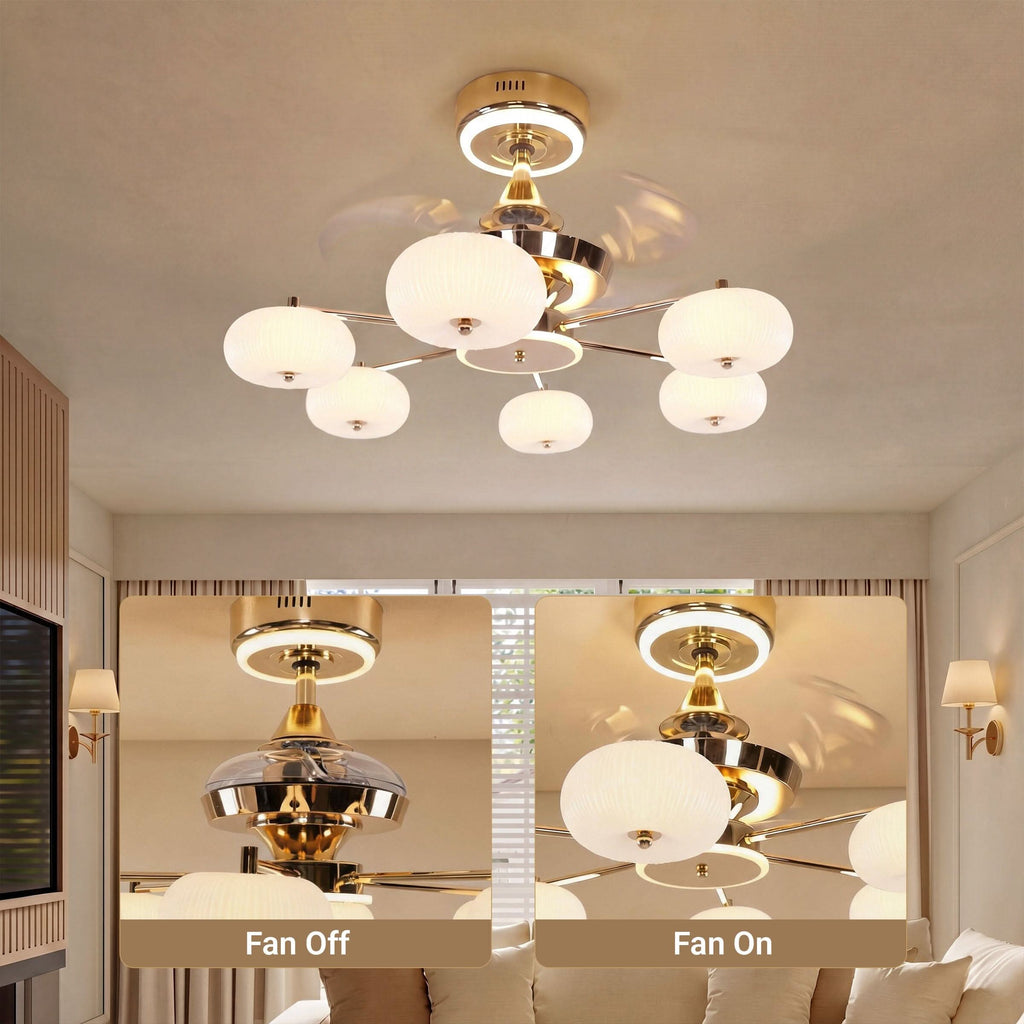 Lightsin Ceiling Fan Light with 6-Speed Control in Copper and Acrylic